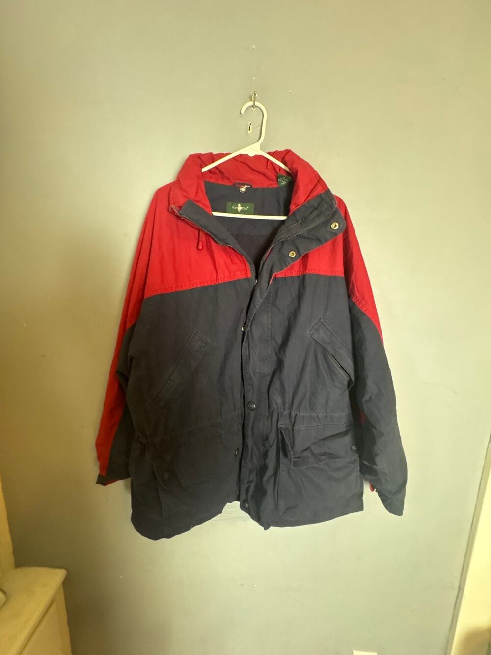 Hunt Club Men’s Red Navy Hooded Parka Jacket Size Large